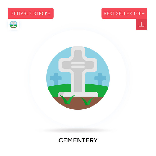 Cementery detailed circular flat vector icon. Vector isolated concept metaphor illustrations. - Vector, Image