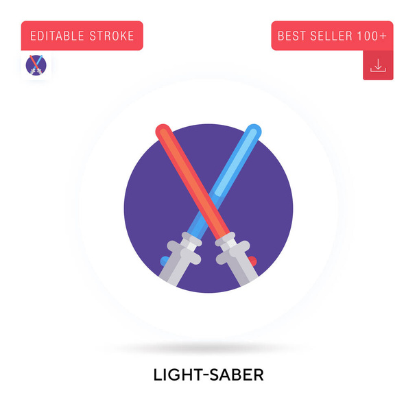 Light-saber detailed circular flat vector icon. Vector isolated concept metaphor illustrations. - Vector, Image