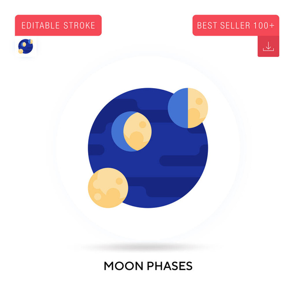 Moon phases detailed circular flat vector icon. Vector isolated concept metaphor illustrations. - Vector, Image