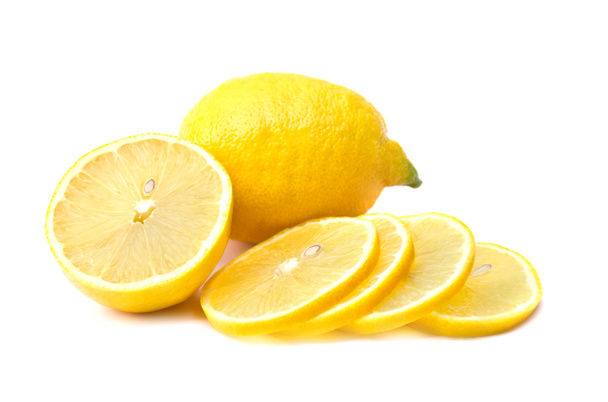 レモンはテキストのためのスペースと白い背景にカット - 写真・画像