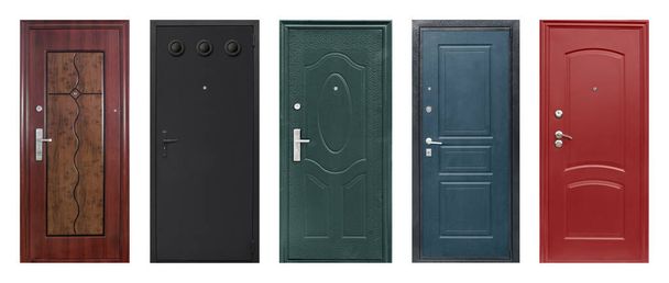 Set di modelli di porte in metallo d'ingresso isolate su sfondo bianco - Foto, immagini