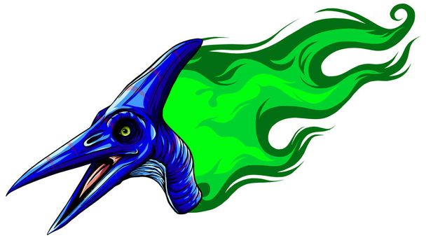 Alevli vektör illüstrasyon pteranodonu. tasarım sanatı - Vektör, Görsel
