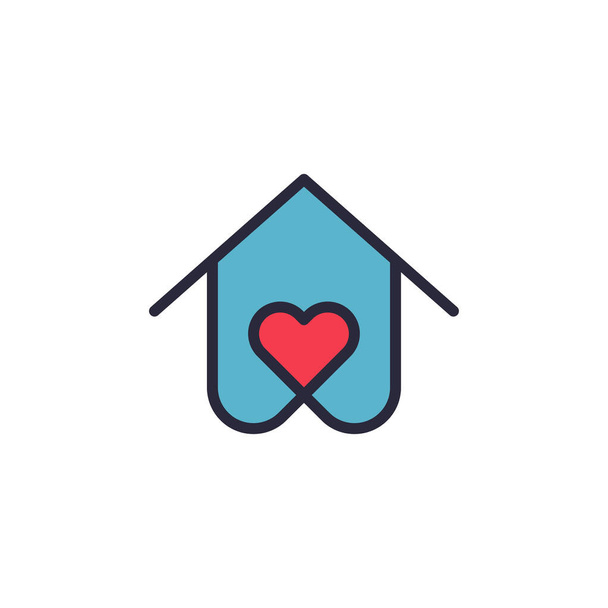 Casa com símbolo de ícone de vetor de coração isolado no fundo branco - Vetor, Imagem
