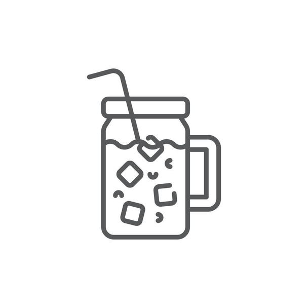 Холодный кофе с кубиками льда иконка символа символа символа символ напиток изолирован на белом фоне - Вектор,изображение