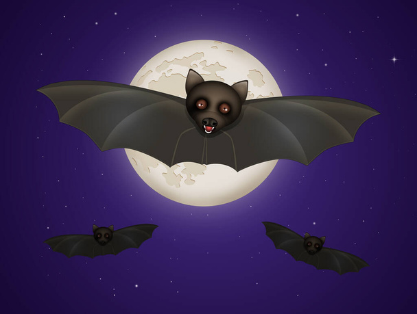 illustration of Halloween bat  in the moonlight - Fotó, kép