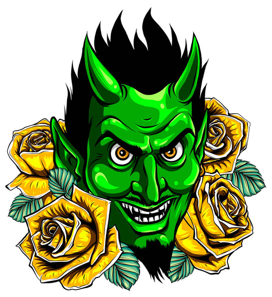 Devil Demon Mascot Head Illustration vector image - Vector, Image