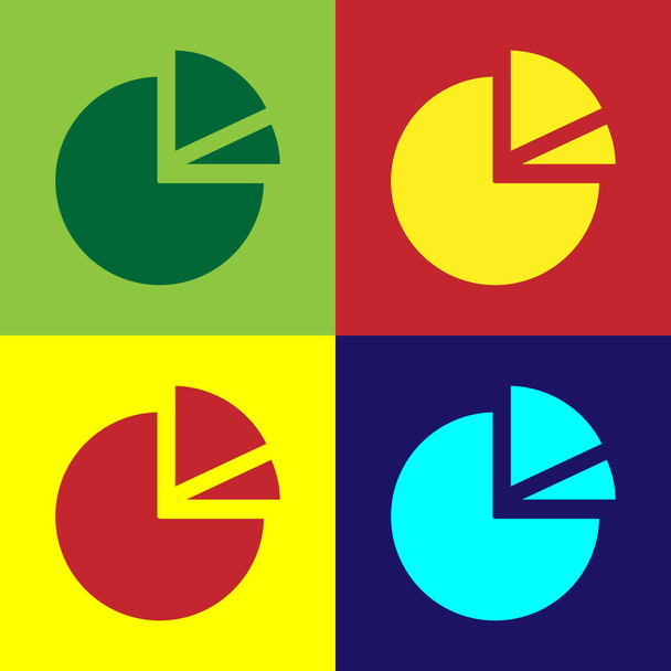 Pop art Pie chart infographic ikon elszigetelt színes háttér. Diagram diagram jel. Vektorillusztráció. - Vektor, kép