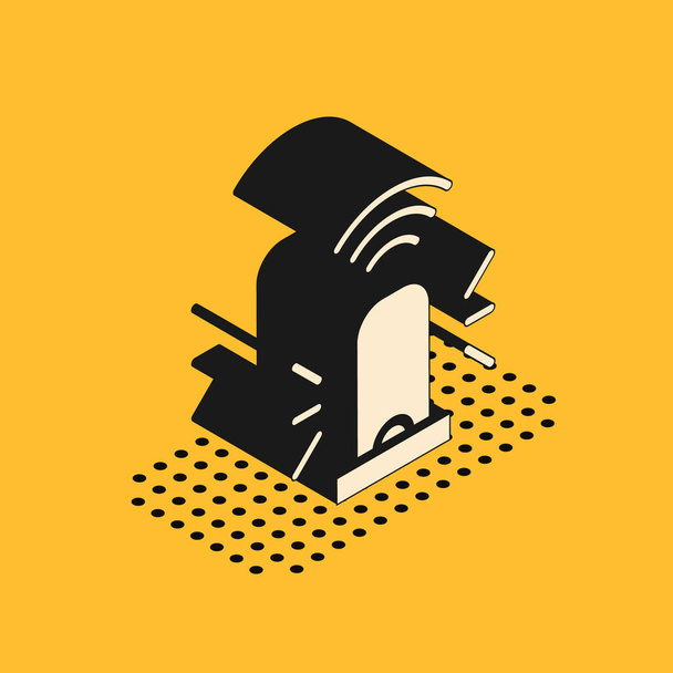 Isometric Smart flasher siren system icon isolated on yellow background. Emergency flashing siren. Internet of things concept with wireless connection.  Vector. - Vector, Image