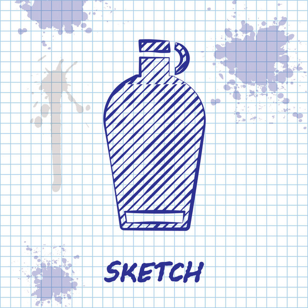 Sketch line Canteen water bottle icon isolated on white background. Tourist flask icon. Jar of water use in the campaign.  Vector. - Vector, Image