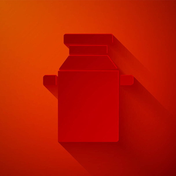 Папір може бути контейнером для значка молока ізольовано на червоному тлі. Стиль паперового мистецтва. Векторні
. - Вектор, зображення