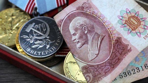 Victory Day Order and retro money, vintage - Photo, Image