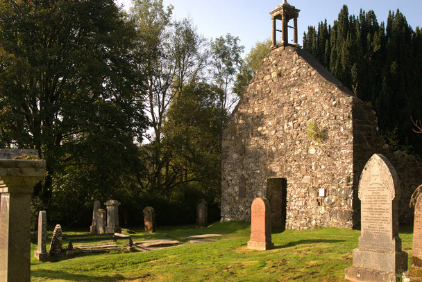 the Old Kirk at Balquhidder in Scotland & graves of Rob Roy McGregor, his wife Mary & two sons - Photo, Image