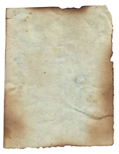 Vieux papier rétro vintage à texture rugueuse avec bords brûlés, taches et rayures de fond  - Photo, image