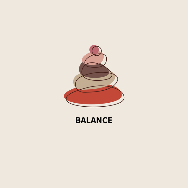 Equilíbrio e meditação ícone simples com pedras. Logotipo para spa ou estúdio de ioga. Símbolo de bem-estar e saúde. Conceito Zen - Vetor, Imagem