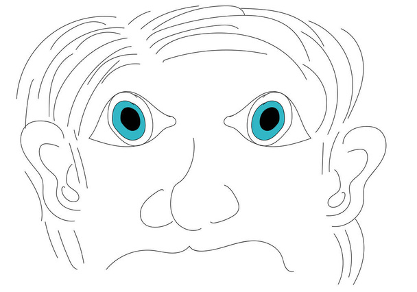 Vihainen sinisilmäinen vanha mies - Vektori, kuva