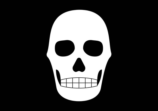 Halloween schedel in het wit op zwarte achtergrond. Gotische stijl. - Vector, afbeelding