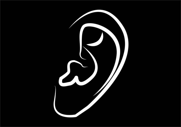 Fül, fehér nyomkövetés fekete háttér - Vektor, kép