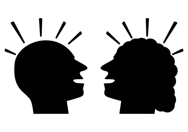 Siluetas de hombre y mujer discutiendo - Vector, Imagen