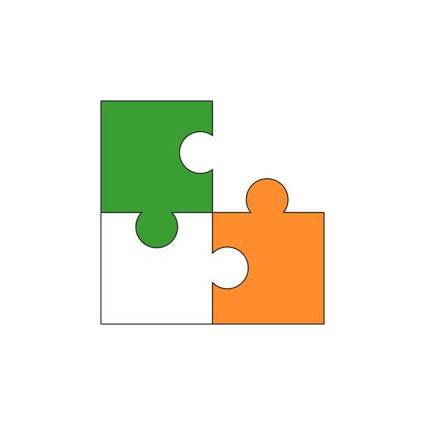 Μια απεικόνιση τριών κομματιών παζλ. Ιρλανδική σημαία. Λογότυπο επιχείρησης. - Διάνυσμα, εικόνα