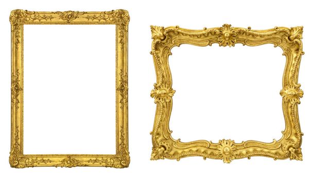 marco de imagen de oro aislado antiguo - Foto, imagen