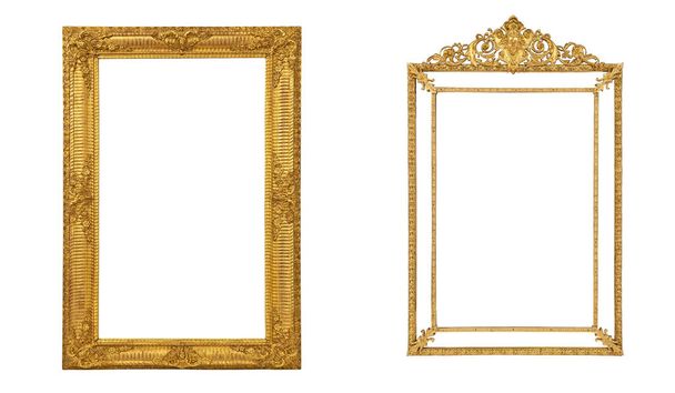 marco de imagen de oro aislado antiguo - Foto, imagen
