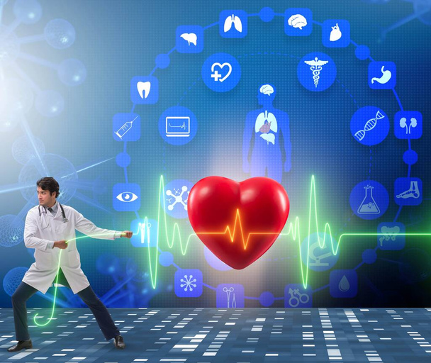 Cardiologue en télémédecine concept avec battements de coeur - Photo, image