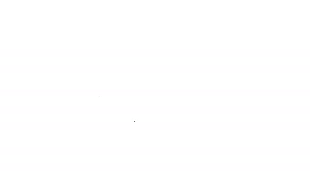 Línea negra Icono de trompeta de instrumento musical aislado sobre fondo blanco. Animación gráfica de vídeo 4K - Metraje, vídeo