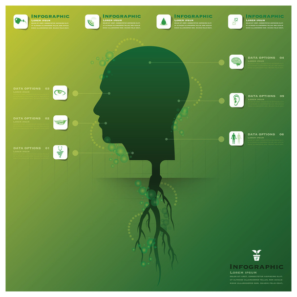 Head Tree And Root Infographic Design Template - Vektor, Bild