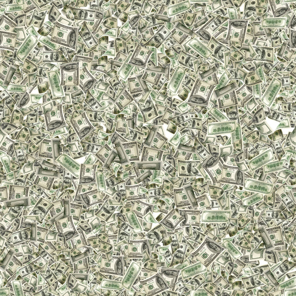 Poker drukuje dolara. Amerykańskie pieniądze, odizolowane na białej gotówce. Latające sto dolarów izolowane na białym tle - Zdjęcie, obraz
