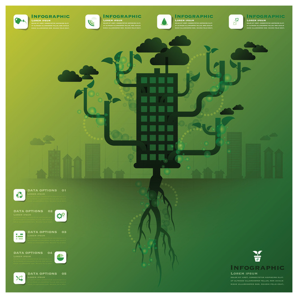 Pollution Tree And Root Infographic Design Template - Вектор, зображення