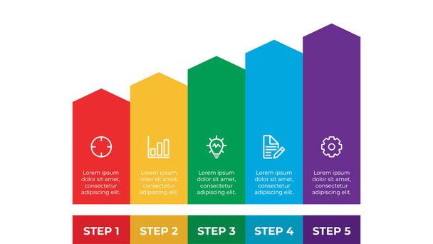 infographic element vector with five options, can be used for step, workflow, diagram, banner, process, business presentation template, timeline. - Vector, Image