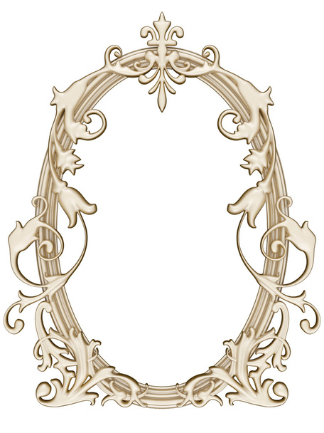 Gold ornamented picture round frame isolated - Фото, зображення