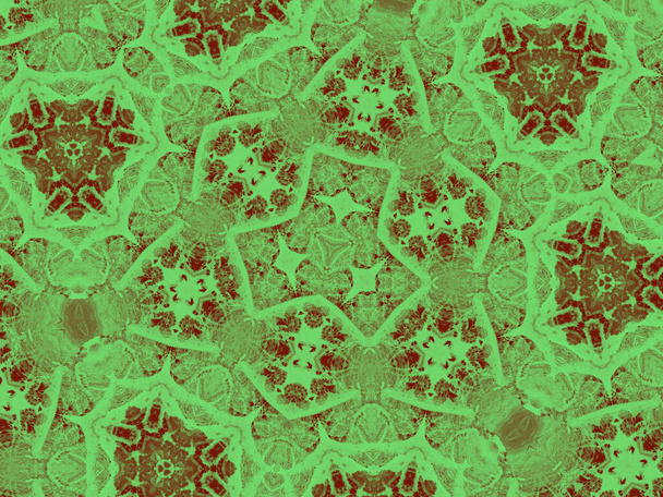 Illustration d'un kaléidoscope abstrait vert et rouge comme arrière-plan - Photo, image