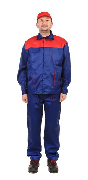 Worker in red-blue workwear. - Photo, Image