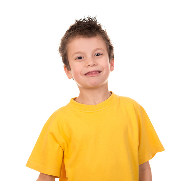 gelukkige jongen portret op wit - Foto, afbeelding