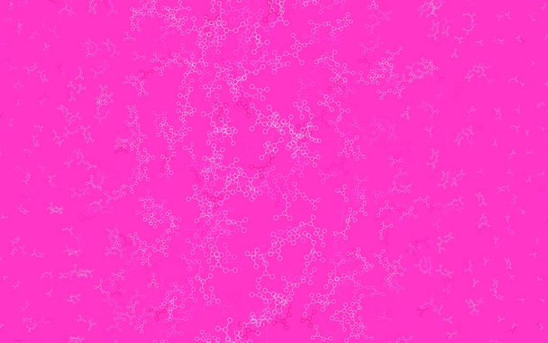 Luz púrpura, rosa vector telón de fondo con datos de inteligencia artificial. Estructura de IA coloreada con líneas de gradiente y puntos. Plantilla para anuncios de intelecto, innovaciones. - Vector, Imagen