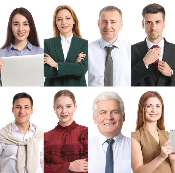 Collage van zakenmensen op witte achtergrond - Foto, afbeelding