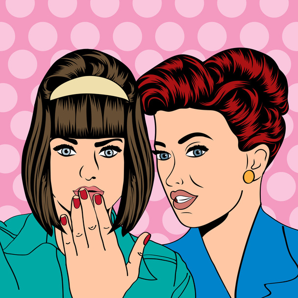 Duas jovens namoradas conversando, ilustração de arte cômica
 - Vetor, Imagem