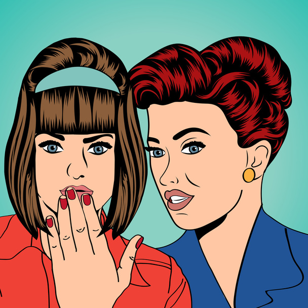 Dos novias jóvenes hablando, ilustración de arte cómico
 - Vector, Imagen