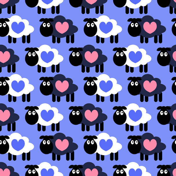 Seamless pattern with cute sheep - Vektor, Bild
