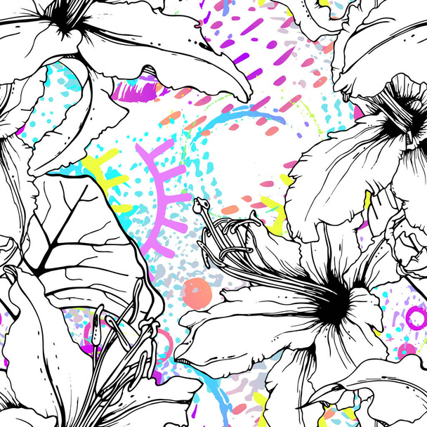 Artistic Floral Seamless Pattern. Vector print - Vektor, kép