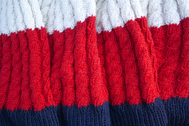 tricolor knitted woolen yarn fabric - Photo, Image