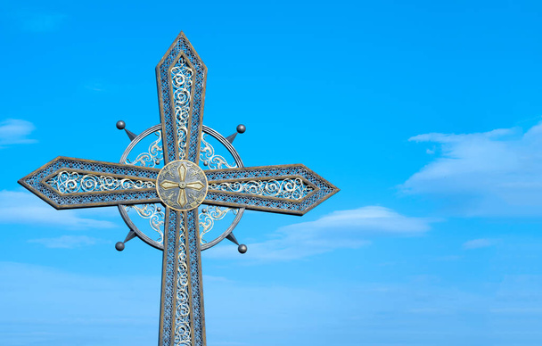 Grande cruz contra o céu
 - Foto, Imagem
