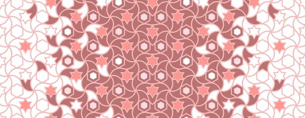 Color coral árabe, vector de color naranja patrón sin costura. Textura islámica geométrica y de encaje. - Vector, Imagen