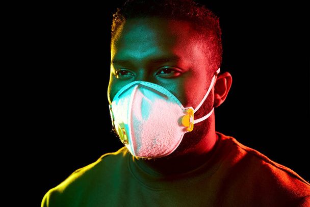 african american man in mask or respirator - Photo, Image