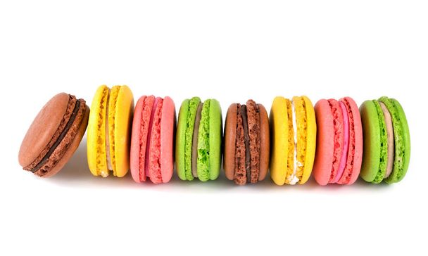 colored macaroons on a white background - Foto, Imagen