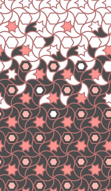 Шаблон сетки. Арабеск коралловый и серый вектор цвета бесшовный рисунок границы - Вектор,изображение