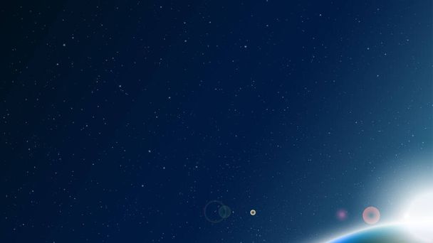 Sfondo della galassia e vista dell'alba dallo spazio sul vettore Pianeta Terra. - Vettoriali, immagini