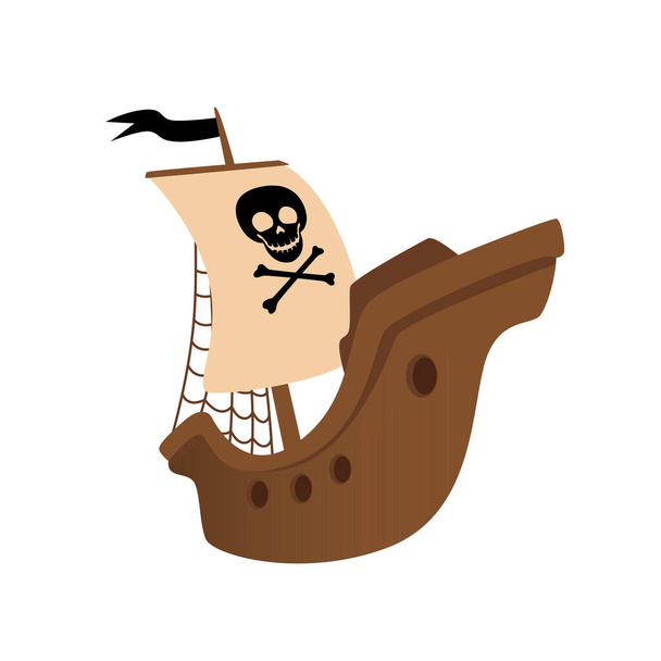 Pirates ship. Robber ship. Isolated on white background. Vector illustration - Vetor, Imagem