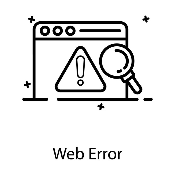 Caution sign on web page depicting flat design of web error  - ベクター画像